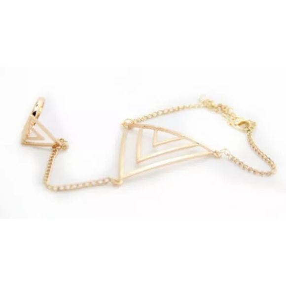 Triangle harness ring bracelet gold boho Coachella - Picture 2 of 2